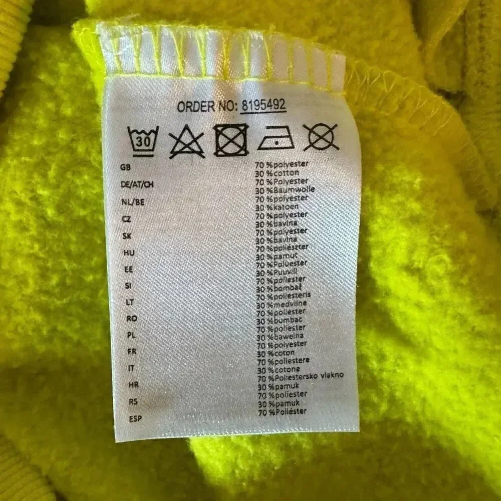 Dopodopo Neon Yellow Boys Cotton Blend Long Sleeves Hooded Sz S